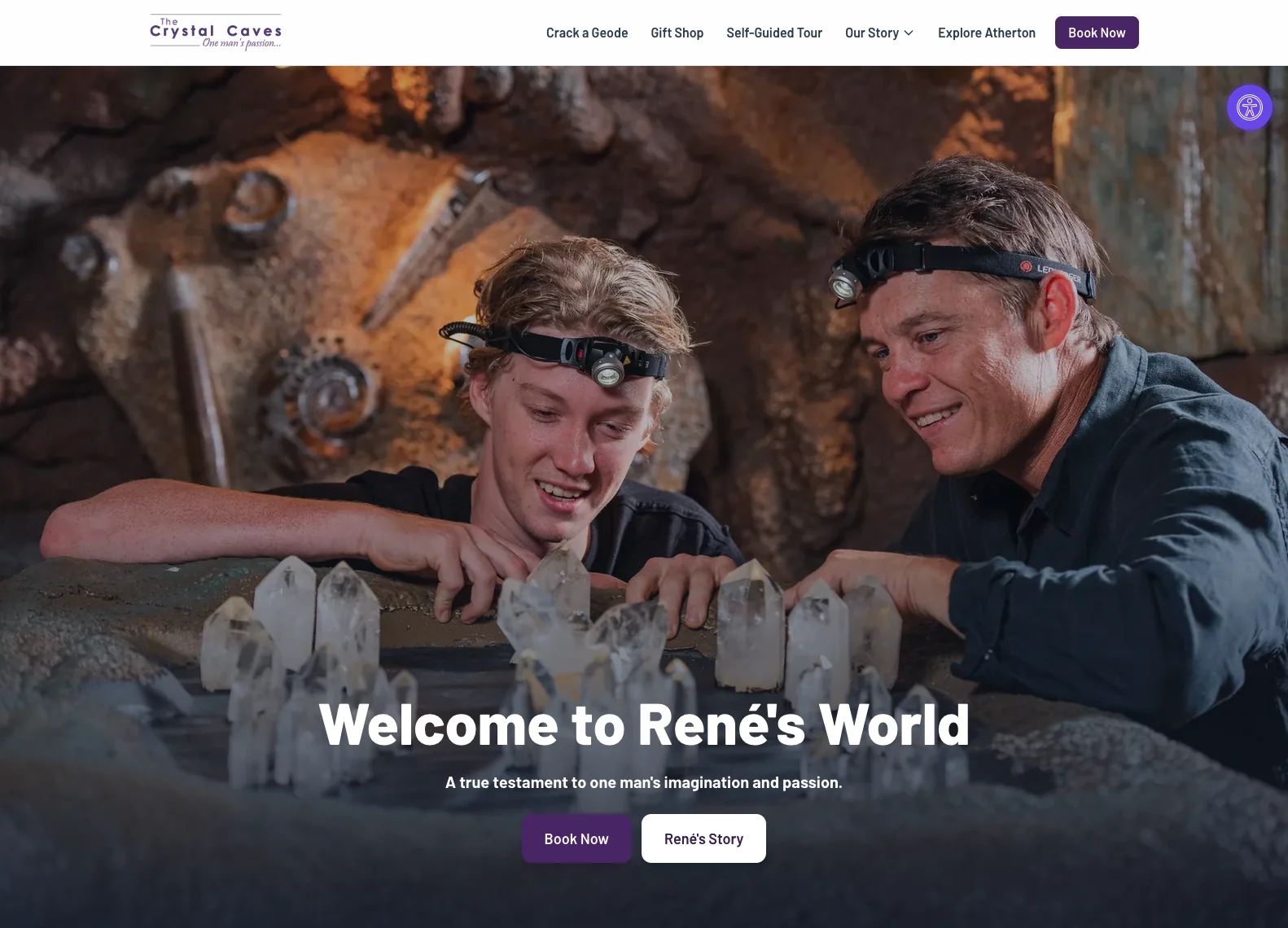 A bold new homepage that leads with the caves