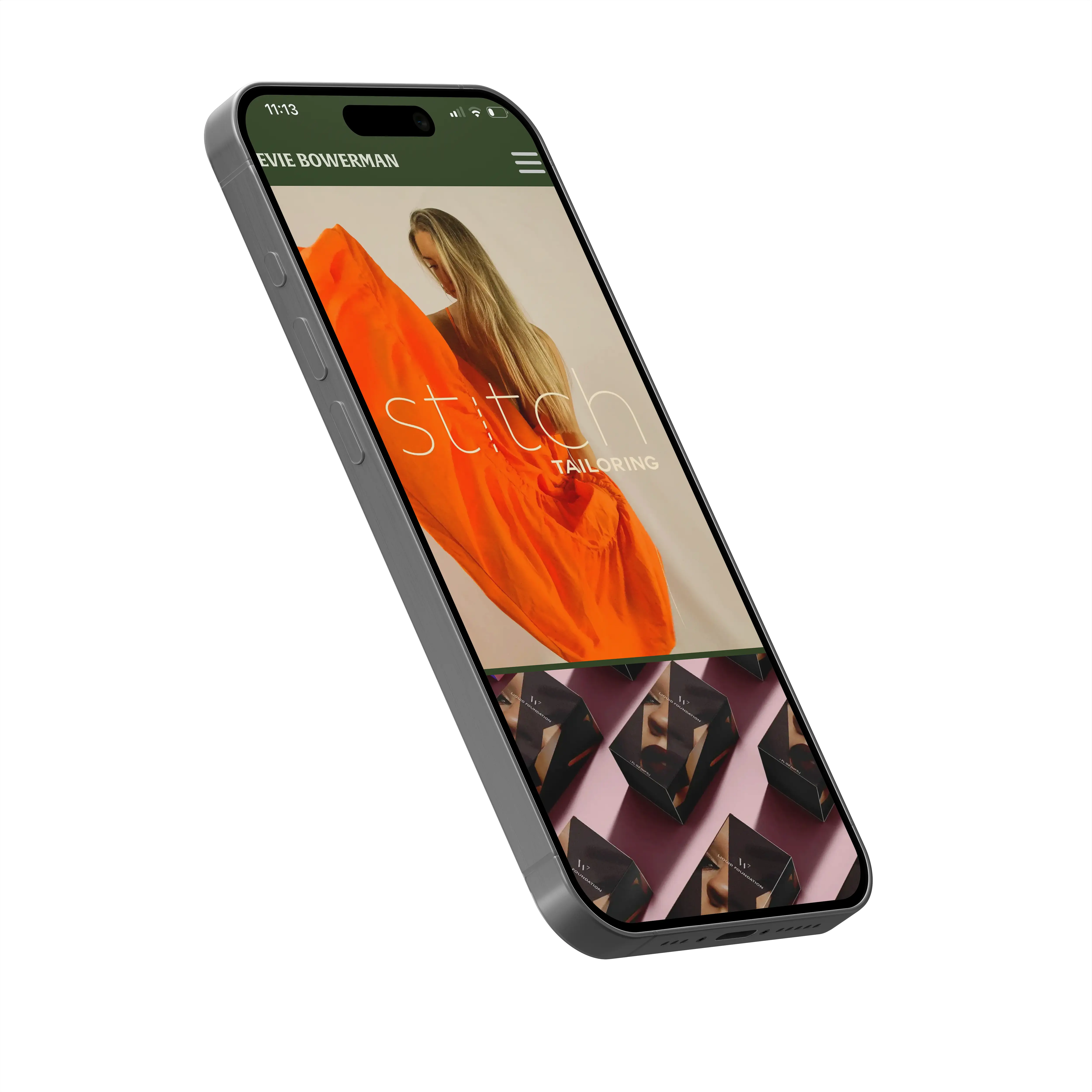 eviebowerman.com iPhone mockup