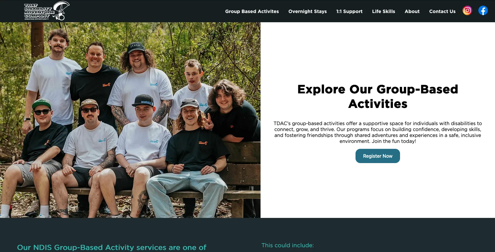 Activities page